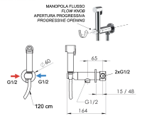 Гигиенический душ со смесителем Remer X Style N64WBG, золото брашированное N64WBG