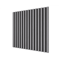 Акустическая стеновая панель, черный войлок, 600х600х21мм, рейки МДФ, шпон дуб ардженто светло-серый