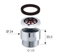 Переходник с ограничителем расхода воды до 8 л/мин Remer 309RL8 309RL8