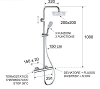Душевая система термостатическая Remer EQ32X8CPUFD20 EQ32X8CPUFD20