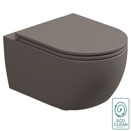 Чаша подвесного унитаза со смывом Eco Clean (торнадо) GSG Ceramic Design Like LKWCSOEC029, Tortora Matt LKWCSOEC029