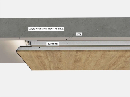 Профиль алюминиевый теневой с подсветкой Laconistiq Multilevel Struk RAL9005 Черный муар 20-31-300 3000×55×29