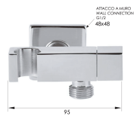 Держатель ручного душа с подключением шланга и запорным вентелем Remer 336S 336S