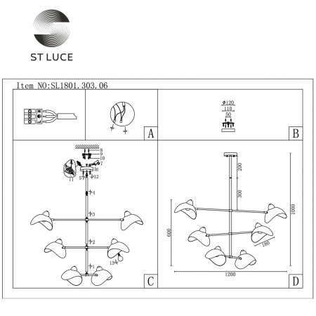Люстра подвесная ST Luce MINNE SL1801.303.06