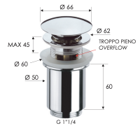 Донный клапан с переливом 1”1/4 Remer 905CC114 905CC114