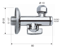 Запорный вентиль с фильтром 1/2*10 Remer 1231210 1231210