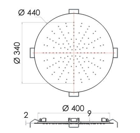 Верхний душ потолочный 44 см Remer INOX SS357EFM44 SS357EFM44