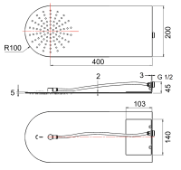 Верхний душ настенный 50x20 см Remer 350UFMX 350UFMX