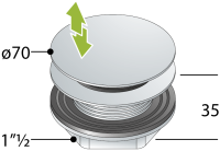 Донный клапан без перелива для ванны click-clack 1”1/2 OMP Tea Clicker 8568.060.6.XD, белый матовый 8568.060.6.XD