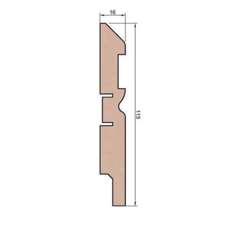 Плинтус AP30 под покраску, белый, с пазом под 20 молдинг, 115x16x2400 мм, МДФ 