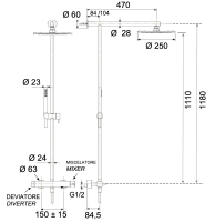 Душевая система Remer X Style INOX SSX37UFM25, нержавеющая сталь SSX37UFM25