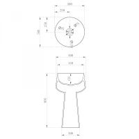 Раковина отдельностоящая прозрачная ABBER Kristall AT2706White-Onyx белый/черный
