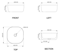 Раковина накладная 42 см GSG Ceramic Design Hit! HILAVQU42000, белый глянцевый HILAVQU42000