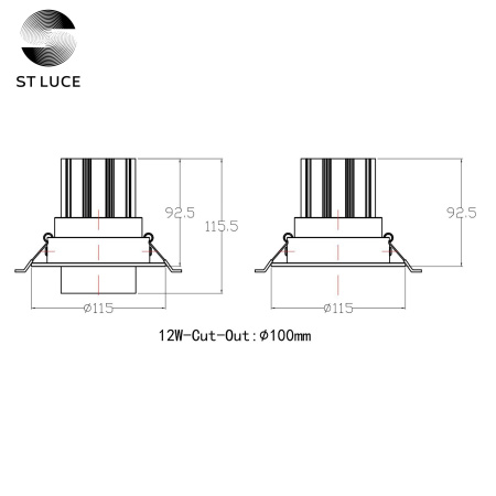 Светильник встраиваемый ST Luce Zoom 12W ST701.538.12