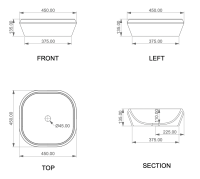 Раковина накладная 45 см GSG Ceramic Design Cruise CRLAVQU45000, белый глянцевый CRLAVQU45000