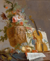 Картина: Jean Jacques Bachelier, Still life with flowers and a violin