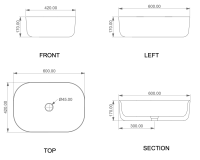 Раковина накладная 60x42 см GSG Ceramic Design Hit! HILAVRE60029, Tortora Matt HILAVRE60029