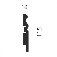 Плинтус AP14 под покраску, белый, 115x16x2400 мм, МДФ 