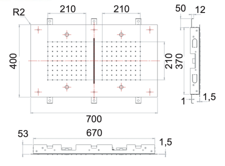 Верхний душ потолочный 70х40 см Remer 357SFR7040NC 357SFR7040NC