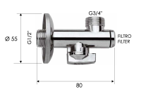 Запорный вентиль с фильтром 1/2*3/4 Remer 1231234 1231234