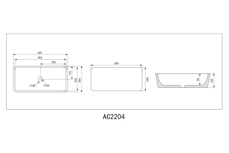 Раковина накладная ABBER Rechteck AC2204 белая
