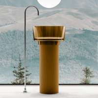 Раковина отдельностоящая прозрачная ABBER Kristall AT2702Vesuvian-H оливковая