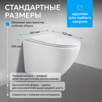 Унитаз ABBER Bequem AC1100 подвесной белый, безободковый