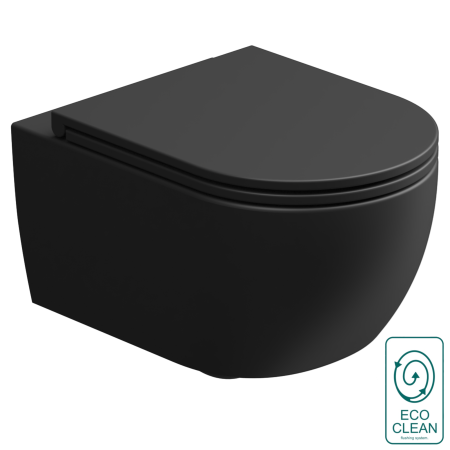 Чаша подвесного унитаза со смывом Eco Clean (торнадо) GSG Ceramic Design Like LKWCSOEC003, черный матовый LKWCSOEC003