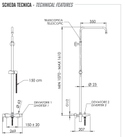 Душевая система с изливом Remer Energy EY34ASSDCFP, черный брашированный хром EY34ASSDCFP