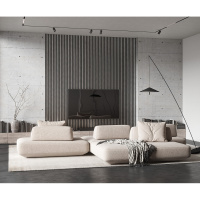 Комплект акуст.панелей, черный войлок, 3000х300х19мм, рейки ЭКОПОЛИМЕР хром матовый/2шт.