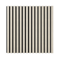 Акустическая стеновая панель, черный войлок, 600х600х21мм, рейки МДФ, шпон дуб клэр светлый