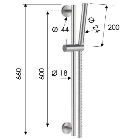 Душевая стойка с ручным душем и шлангом Remer INOX SS317M317MM, нержавеющая сталь SS317M317MM