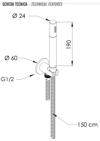 Комплект для душа Remer INOX SS337M317MM, нержавеющая сталь SS337M317MM