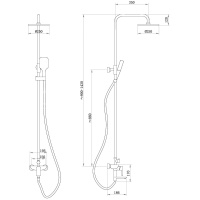 Душевая стойка ABBER Weiss Insel AF8016BL с изливом, черный матовый