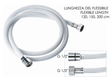 Шланг для душа ПВХ 120 см Remer 332CNNB120, белый 332CNNB120