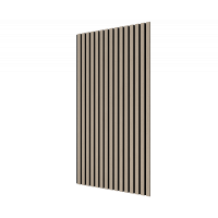 Акустическая стеновая панель, черный войлок, 1200х600х21мм, рейки МДФ, шпон дуб латте бежевый