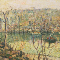 Картина: Эрнест Лоусон, Ранняя луна