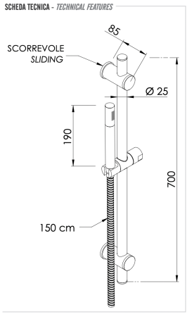 Душевая стойка с ручным душем и шлангом Remer 317G317MM 317G317MM