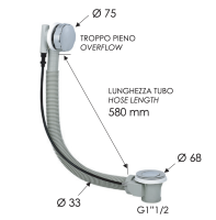 Слив-перелив полуавтоматический для ванны Remer 96P 96P