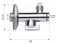 Запорный вентиль с фильтром 3/8*1/2 Remer 1231238 1231238