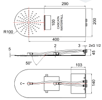Верхний душ настенный 50x20 см Remer 350UFMCAX 350UFMCAx