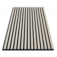 Акустическая стеновая панель, черный войлок, 1200х600х21мм, рейки МДФ, шпон дуб клэр светлый