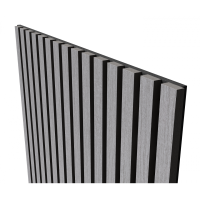 Акустическая стеновая панель, черный войлок, 600х600х21мм, рейки МДФ, шпон дуб ардженто светло-серый