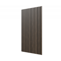 Акустическая стеновая панель, черный войлок, 1200х600х21мм, рейки МДФ, шпон дуб маррон коричневый