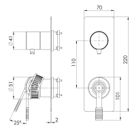 Смеситель для душа Remer Atelier AL93WBRP, медь брашированная AL93WBRP