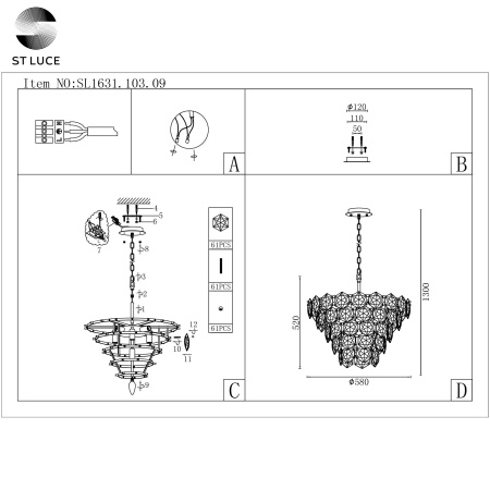 Люстра подвесная ST Luce Viterbo SL1631.103.09