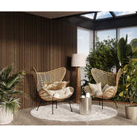 Акустическая стеновая панель, черный войлок, 600х600х21мм, рейки МДФ, шпон дуб маррон коричневый