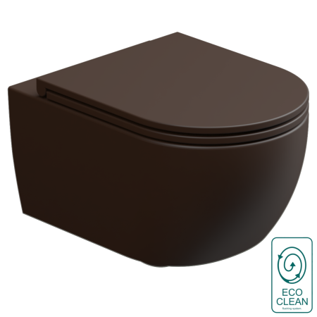 Чаша подвесного унитаза со смывом Eco Clean (торнадо) GSG Ceramic Design Like LKWCSOEC035, Cacao Matt LKWCSOEC035
