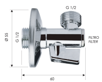 Запорный вентиль с фильтром 1/2*1/2 Remer 127A1212 127A1212