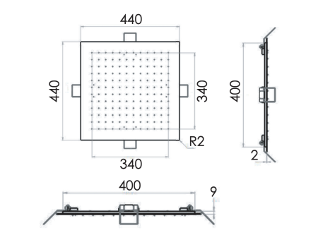 Верхний душ потолочный 44 см Remer INOX SS357EFS44 SS357EFS44